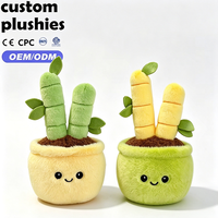 Prix d'usine Peluche Bambou porte-bonheur moelleuse en pot - Poupée en peluche en forme de plante de bambou vert pastel et jaune pour cadeaux promotionnels