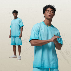 T-shirt pour homme de haute qualité, 220 GSM, 100% coton tricoté, respirant, lourd, surdimensionné, taille plus, manches courtes, uni, logo personnalisé - Product Image 2