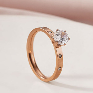 Damenringe Hochzeit Verlobung Geschenk Accessoires Edelstahl Schmuck Zirkon Frauenringe - Product Image 5