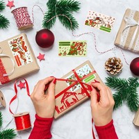 500 autocollants ronds personnalisés Joyeux Noël par rouleau, étiquettes décoratives autocollantes pour sceller les boîtes cadeaux