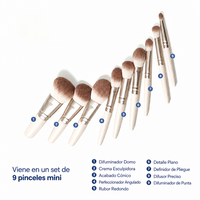 JLY 9 Pinceaux de Maquillage Portables de Voyage, Poils Doux comme des Nuages, Pinceau Plat, Correcteur, Outils Cosmétiques Personnalisés pour le Visage et les Yeux, Mini Pinceau
