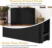 Buffet de style farmhouse noir Merax avec table extensible, bar à café multifonctionnel avec 3 tiroirs et étagères réglables pour la cuisine
