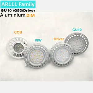 ar111 cob gu10发光二极管15w 18w 2200k 2500k 2700k至6500k黄色暖白色CRI 90发光二极管聚光灯12V 10-30V DC