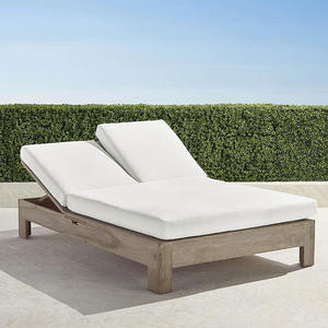 Tumbona de Madera de Teca Maciza de Lujo para Exteriores con Cojines Gruesos, Respaldo Ajustable y Asiento Doble - Product Image 1