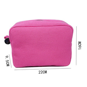 Custom Personalized Gift Fashion Waffle Weave Makeup <strong>Bag</strong> Zipper Pouch Blank Embroidered Logo White Waffle <strong>Cosmetic</strong> <strong>Bag</strong> - Product Image 3