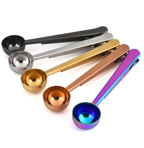 Cuchara de Metal de Grado Alimenticio, Cobre, Latón, Oro, Cuchara Medidora de Café de Acero Inoxidable 304 con Clip para Bolsa - Product Image 1