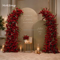 Décoration d'arche de mariage avec fleurs artificielles en soie bordeaux pour toile de fond