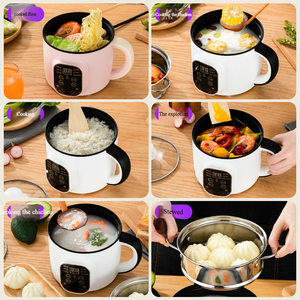 Olla Arrocera Eléctrica Portátil Multifuncional Doble, Mini Sartén con Tapa <span class=keywords><strong>de</strong></span> Vidrio, Electrodoméstico <span class=keywords><strong>de</strong></span> <span class=keywords><strong>Cocina</strong></span> Automático para Exteriores - Product Image 5