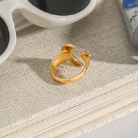 Anillo Abierto Minimalista X&L de Dos Tonos con Estrella y Luna, Chapado en Oro de 18K, Acero Inoxidable, Anillo Universo, Joyería para Mujer, Regalo para Fiesta, Venta al Por Mayor