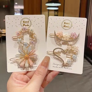 Go Party 4 unids/set flor corazón pinza de pelo conjunto corazón Luna flor diamantes de imitación perla horquillas para mujeres niñas accesorios para el cabello - Product Image 2