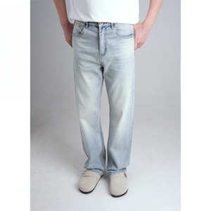 Jeans en denim élastique pour garçons, coupe droite, bleu foncé, jeans stretch skinny pour hommes, pantalon en denim décontracté ample - Product Image 4