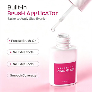 Pegamento para Uñas Super Fuerte para Uñas Postizas y Puntas de Uñas, 4 Tubos |   Pegamento para uñas de 28 ml con pincel - No requiere UV, aplicador de precisión con pincel - Product Image 2