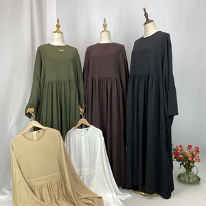 Basic Butterfly Sleeve Closed Abaya <b>Dress</b> Solid Color with Inside Belt <b>for</b> Muslim Ladies Daily Wear 6836# - Product Image 2