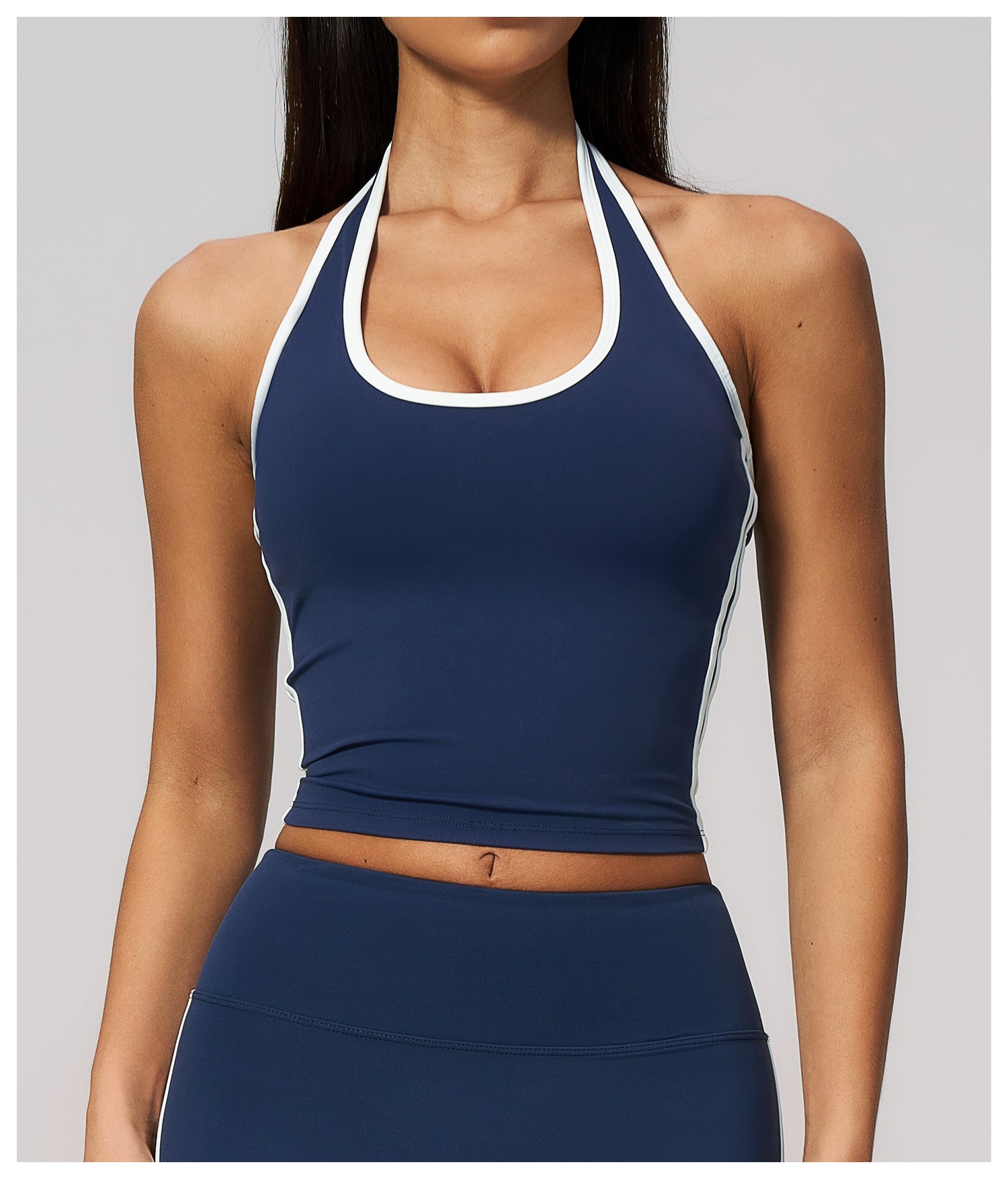 Color-Block Activewear Set: back view showing construction, seams and support