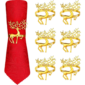 Anillo de Servilleta de Lujo con Reno Dorado Navideño, Soporte Metálico para Servilletas con Diseño de Ciervo, Decoración de Mesa para Fiestas, Bodas y Banquetes, Unidad Individual - Product Image 4