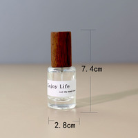 Botol Parfum Kaca 10ml Kosong dengan Tutup Kayu, Botol Attar Isi Ulang, Tutup Bambu, OEM ODM Custom, Penetes Serum Perawatan Kulit
