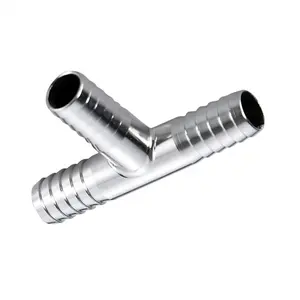 304 stainless steel Forge Processing Pipe Branch Tee Fitting 3/8 barb Food Beverage Pipeline Distribution