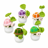 Mini tortues au crochet réalistes en gros, jouets en pot, fleurs tricotées roses, décoration minimaliste pour la table de Thanksgiving