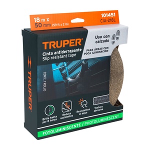 Truper CIA-218L nastro fotoluminescente antiscivolo 18m nastro adesivo abrasivo 50mm - Product Image 1