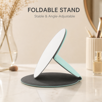 Miroir de poche personnalisé avec logo, coque en cuir PU, miroir de maquillage portable à une face pour femmes, cadeau souvenir
