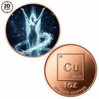 Pièce de monnaie en cuivre pur 999 de 1 oz, imprimée en couleur 2D sur mesure, motif Déesse Cosmique, figurine éthérée étoilée, objet de collection, vente en gros