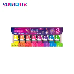 Phoenix 8 Kleuren 21Ml Multi-Purpose Heldere Kleur Hoge Kleursterkte Kunst Neon Acrylverf Set