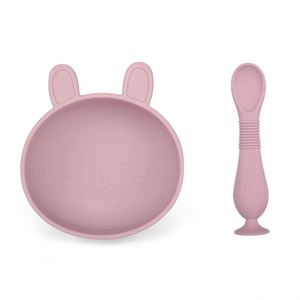 Cartoon Rabbit Silicone Feeding Bowl Set Non-Slip BPA Free Custom <b>Kids</b> <b>Dining</b> Product for Toddler Training Baby Food Grade - Product Image 6