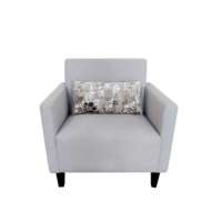 Fauteuil d'appoint carré gris clair moderne pour hôtel, en tissu de lin, avec accoudoirs, pour salon