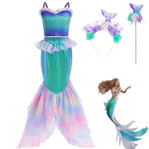Kids Carnival Cosplay Outfits Halloween Children Fancy Summer Little Mermaid Costumes Ariel Princess Dress UP