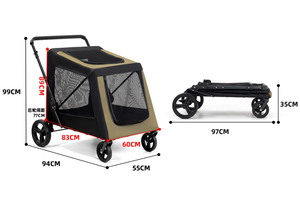 <b>Foldable</b> Pet Stroller With 4 Wheels Breathable Mesh For Dogs All Season Use 99cm Height Portable Travel <b>Trolley</b> - Product Image 4