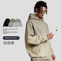 Sweat à capuche ample en coton peint à la main pour homme, nouvelle collection automne-hiver, style streetwear, marque de créateur, 380g, poids lourd