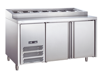 Table de préparation commerciale pour pizzas et sandwichs avec contrôle numérique intégré, équipement réfrigéré en acier inoxydable à refroidissement par air