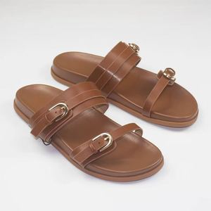 2026 Top Luxury Designer Sports Print Beach Women's Sandals Brand Double Button Summer Slide slippers Unisex Universal Cool <strong>Mop</strong> - Product Image 2