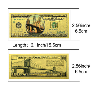 Billete <span class=keywords><strong>de</strong></span> 100 Dólares Estadounidenses con Diseño del <span class=keywords><strong>Puente</strong></span> <span class=keywords><strong>de</strong></span> <span class=keywords><strong>Brooklyn</strong></span> en Lámina Dorada, Moneda Coleccionable, Regalo, Recuerdo <span class=keywords><strong>de</strong></span> Nueva York, Decoración - Product Image 2