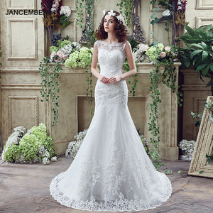 Vestidos de Novia Jancember LSMQ62 de Encaje, Estilo Sirena, Cuello Redondo, Sin Mangas, Nueva Colección 2024 - Product Image 1