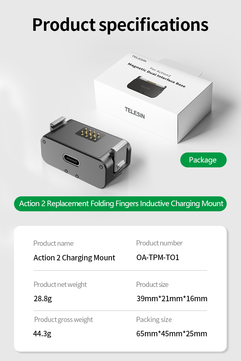 Hot DJI Action 2 Camera Accessories Magnetic Inductive charging base mount for DJI Action 2 Camera