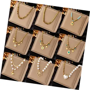 Collier ras du cou en acier inoxydable avec perles pour femmes, collier à bijoux en acier inoxydable avec papillon et cœur national ethnique