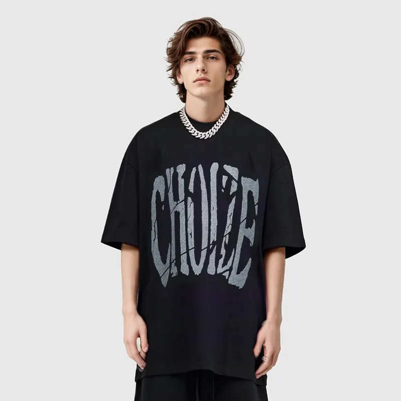 Yüksek kalite toptan özel hip hop T-shirt % 100% pamuk 220g boy T-shirt erkek sokak stili baskılı tişört