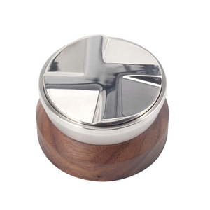 Classic Solid Wood Handle Espresso Distribution Tool Stainless Steel Coffee Leveler - Product Image 6