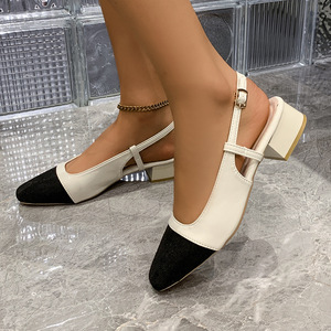 รองเท้าส้นเตารีดแบบสวมหัวปิดสำหรับผู้หญิง รุ่นใหม่ล่าสุด ไซส์ใหญ่ ส้นหนา สไตล์เรโทร ขายส่ง - Product Image 1