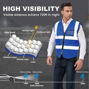 Neon phản quang an toàn vest khả năng hiển thị cao màu xanh bông xây dựng vest - Product Image 3