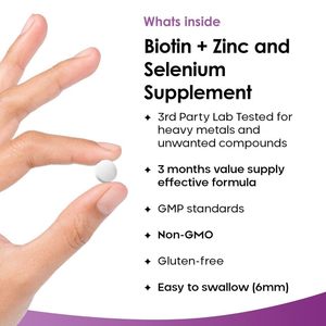 Fabricant en gros de compléments alimentaires à base de biotine, zinc et sélénium pour la santé des cheveux, de la peau et des ongles, 400 comprimés de biotine, zinc et sélénium - Product Image 2