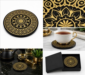 Custom Design Wooden Coaster Set | Printed MDF Beverage Coaster | Coffee Mug Cup Holder for Home Decor - Product Image 2