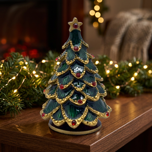 Décoration de Noël en forme de sapin, plaquée alliage de zinc de haute qualité, 4,0 cm x 4,0 cm x 6,0 cm, avec ruban en option, best-seller - Product Image 3