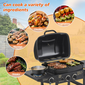 Parrilla de gas propano para barbacoa de verano 2026, superventas en almacén de EE. UU., con soporte para ingredientes y calentamiento uniforme, ajuste libre. - Product Image 3