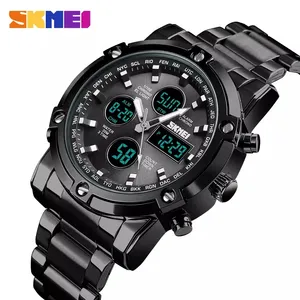 SKMEI 1389, relojes digitales al por mayor para hombres de alta calidad, reloj deportivo de acero inoxidable, reloj de pulsera de Metal resistente al agua