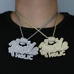 Collar con Colgante de Letras al por Mayor, Estilo Hustle <span class=keywords><strong>Holic</strong></span>, con Incrustaciones de Circonitas Cúbicas 5A, Joyería Hip Hop para Hombre - Product Image 6