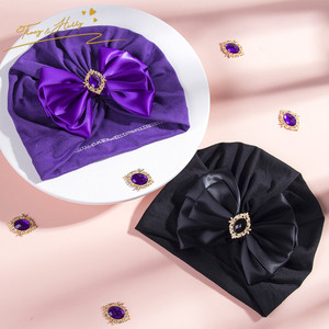 Düğüm bebek kafa bandı bebek şapka bonnet türban Headwraps Polyester pamuk Tracy ve Herry 2021 Rhinestones yay çocuklar için 10 renk 40g