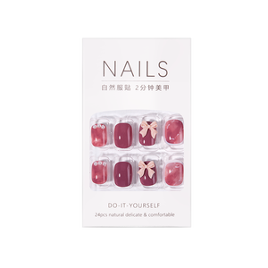 Faux Ongles Carrés Courts en Marbre <span class=keywords><strong>Mauve</strong></span> avec Strass, Réutilisables, Style Ins, en Acrylique ABS, 24 Pièces - Product Image 5