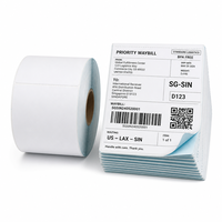 Rouleaux de papier autocollant personnalisés pour emballage de pots de peinture, seaux métalliques, bouteilles, avec impression de logo blanc brillant et imperméable en vinyle